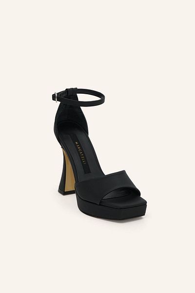 MARCATELLI Siyah Saten Stefano Platform Topuklu Sandalet
