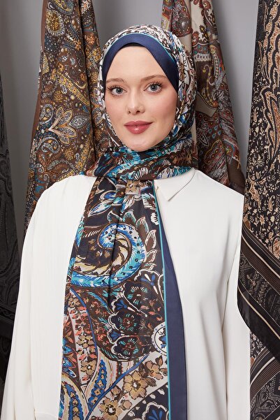 Levidor Індиго квітковий візерунок індійський шовковий шаль