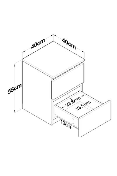 Rani Mobilya Rani BD109 Komodin Yatak Odası 2 Çekmeceli Komodin Beyaz