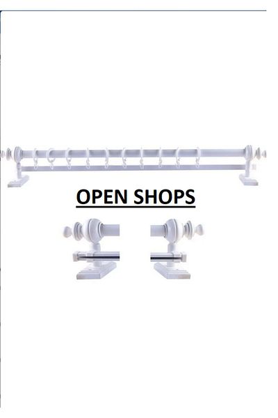 OPEN SHOPS Wooden Rustic Curtain Hanger Single Rail 300cm