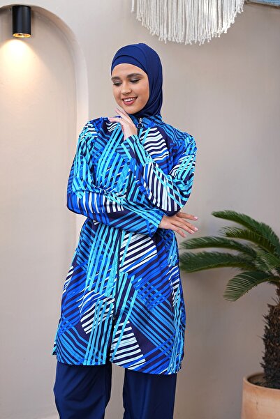 SEBOTEKS Parachute Fabric Full Length Zippered Fully Covered Hijab Swimsuit 3813