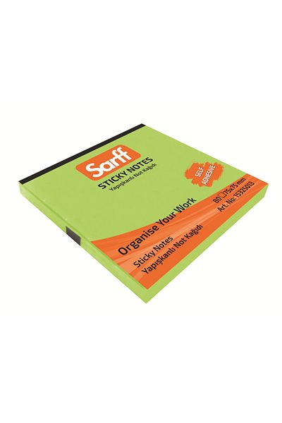 SARFF ورق ملاحظات لاصق أخضر نيون مقاس 75 × 75 مم - 80yp