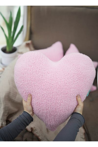 mordesign Decorative Plush Pillow, Teddy Fabric Heart Pillow, Super Soft Fluffy Heart Pillow, Morteddy Series