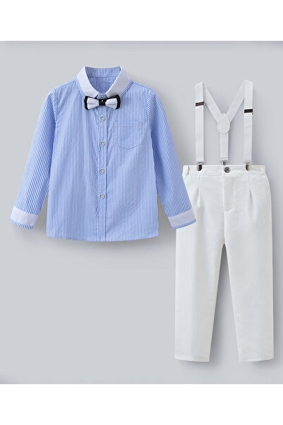 Mark & Mia Mark & Mia Striped Full Sleeves Party Suit Set with Suspenders - B...