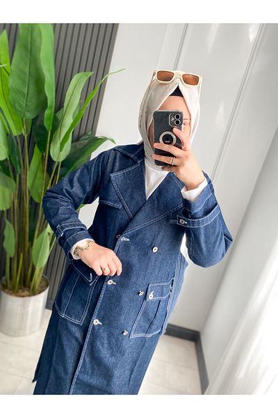 My Magazin Waist Tied Long Jean Hijab Jacket