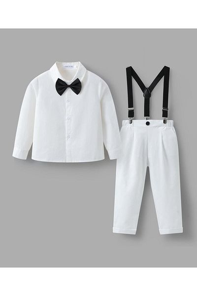 Mark & Mia Mark & Mia Shirt and Pair of Pants with Waistcoat Party Suit Set - White