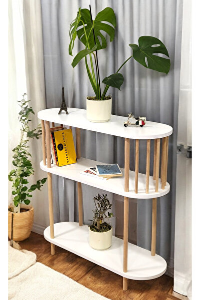 PEKA Ahşap Ayaklı Dresuar Dekoratif Raflı Kahve Köşesi Konsol Modern Çok Amaç...