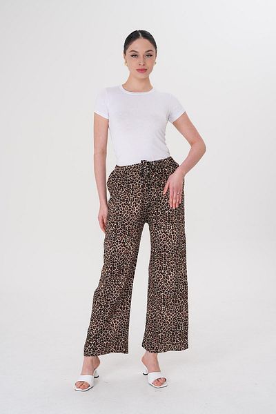 WestBound Pantaloni largi de damă, cu picioare largi, cu imprimeu digital, cu model leopard, din țesătură din viscoză