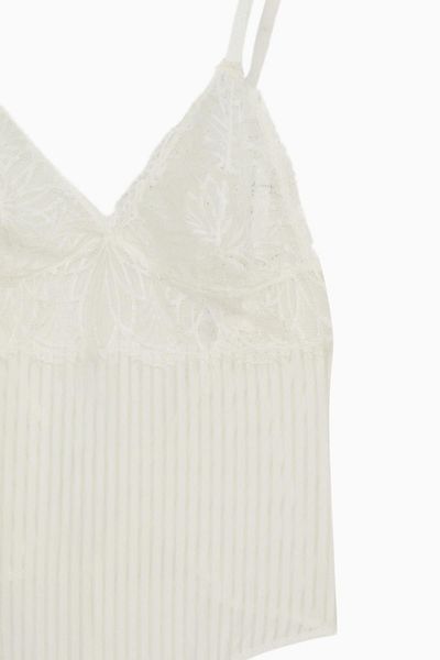 Wonna Ecru Color Bodysuite - Lace Detail, Model 2578