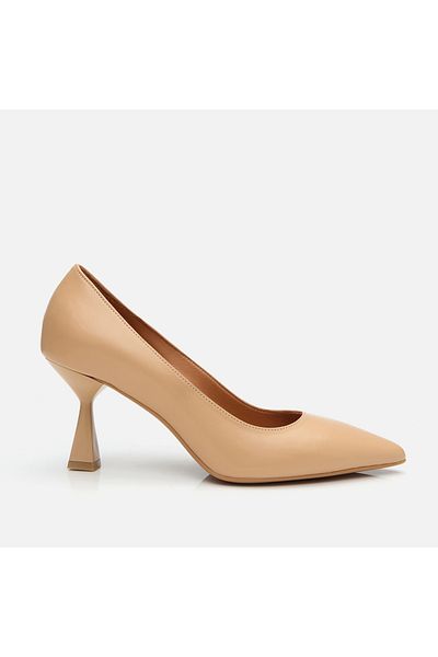 Hotiç Piele de damă bej cu toc mediu stiletto