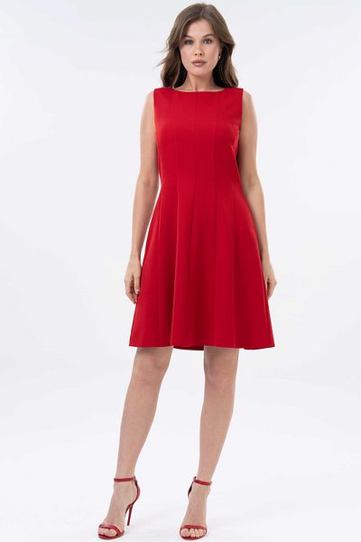 Saade Red Bodycone Gathering Stylish Draped Mini Woven Dress