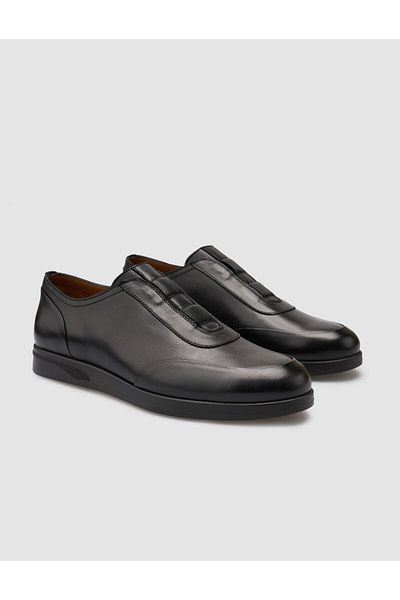 Cabani 100% Genuine Leather Black Men's Casual Shoes