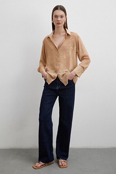 çınarr butikk Simli V Yaka Gömlek