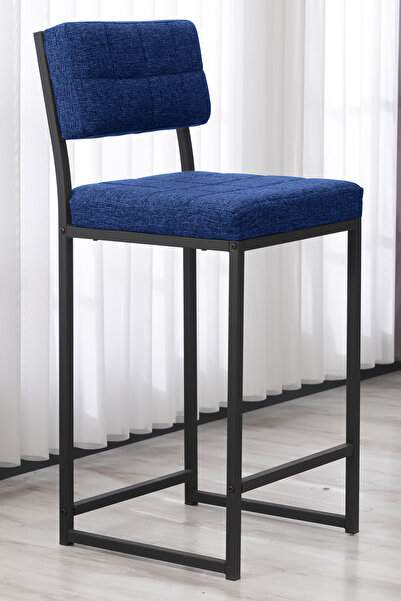Lumodi Mobilya Retro Bar Sandalyesi Ada Mutfak Sandalyesi Bar Taburesi Mutfak Sandalyesi 65 cm - Lacivert