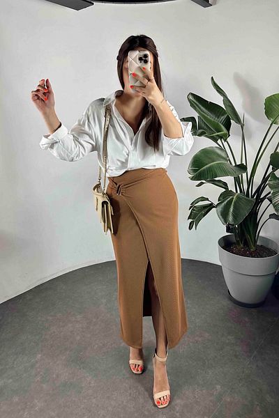 Lotus Ottoman Fabric Front Buckle Skirt