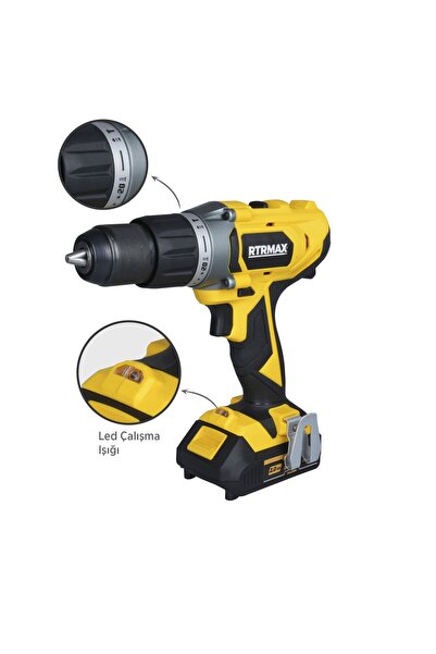 Rtrmax Rtx1820 Şarjlı Darbeli Matkap 50 Nm 2x2 Ah Çift Akü X-lion - Akü Dahil