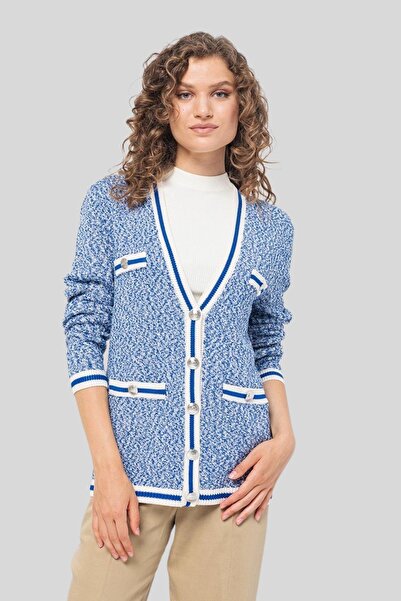 BOSS Dikili Cepli Kadın Örme Hırka Lacivert