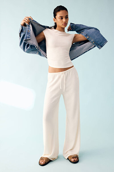 Pull & Bear Krep wide leg pantolon