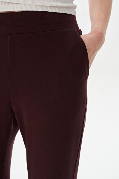 KADRİYE BAŞTÜRK Ribbed Flare Trousers - Modal Knitted Brown Color