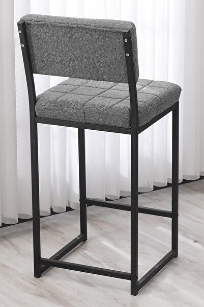Lumodi Mobilya Retro Bar Sandalyesi Ada Mutfak Sandalyesi Bar Taburesi Mutfak Sandalyesi 65 cm - Gri
