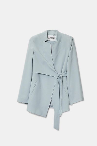 Setre Misty Green Sleeve Detailed Waist Tie Detailed Jacket