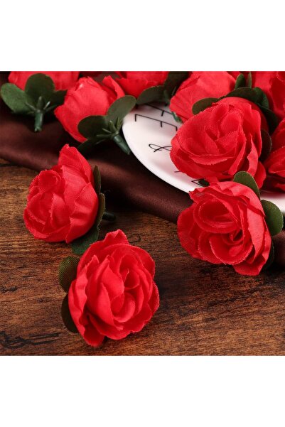 NAHAMİS TRADE 5 Adet Dolgun Model Yapay Kırmızı Renk Gül Kafası Gül Çiçek Başları Yapay Gül Başları