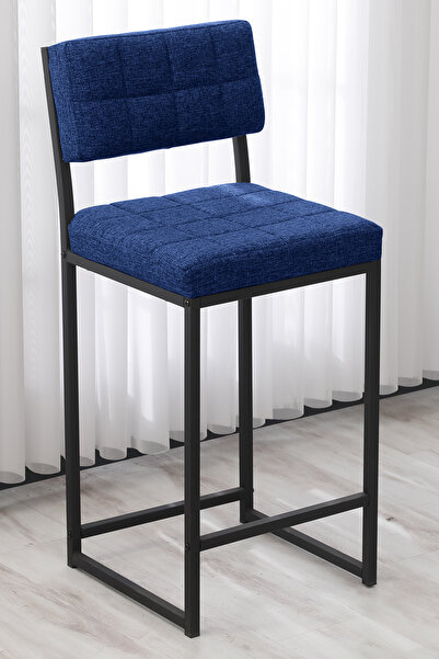 Lumodi Mobilya Retro Bar Sandalyesi Ada Mutfak Sandalyesi Bar Taburesi Mutfak Sandalyesi 65 cm - Lacivert
