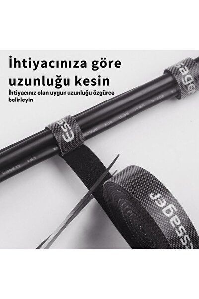 essager 5 Metre Cırt Cırt Bantlı Kablo Sarıcı Düzenleyici Organizatör, Kesilebilir Kablo Düzenleyici