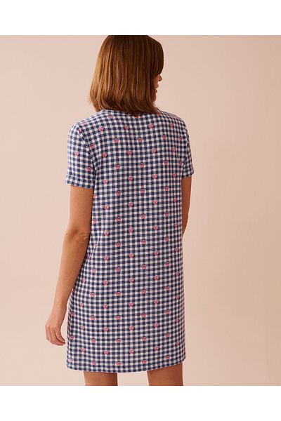 La Vie en Rose Gingham Print Recycled Fibers Sleepshirt