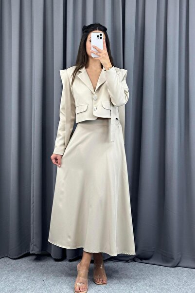 Serica Moda Set de fuste jachetă cu umăr de piatră