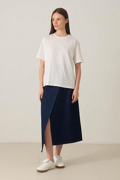 Setre Ecru 100% Cotton Crew Neck Basic T-Shirt