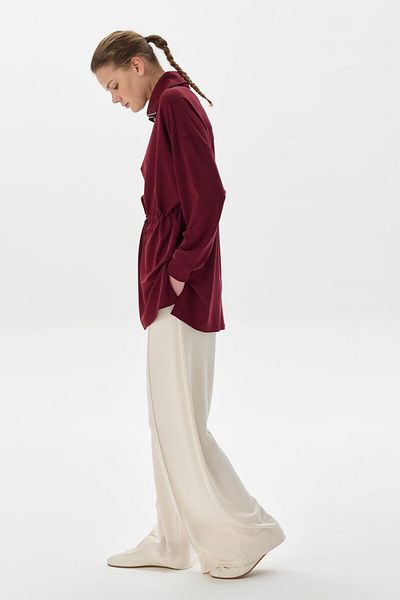 KADRİYE BAŞTÜRK Burgundy Zippered Modal Knitted Sweatshirt