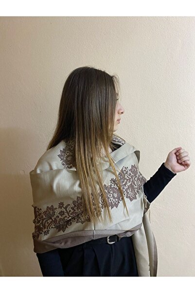 sema aksesuar Γυναικείο σάλι ζακάρ με φλοράλ μοτίβο βισκόζης - με φούντες - δώρο