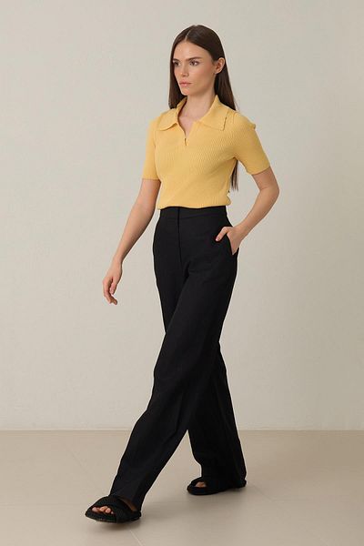 Setre Black 100% Linen Pocket Detailed Relaxed Fit Trousers