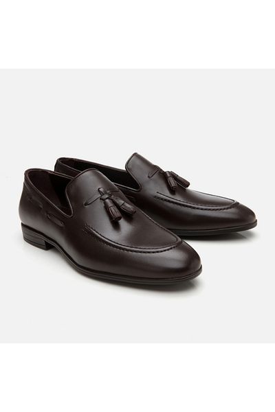 Hotiç Men's Leather Brown Tassel Detailed Loafer
