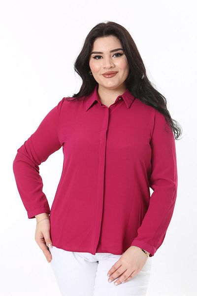 Şans Μπλούζα Fujya Plus Size - Κρυφή πατιλέτα και λεπτομέρεια μπροστινού κουμπιού 65N38019