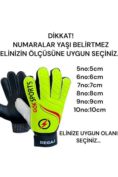 Gök Sports Neon Yellow Children's Concierge Gloves - Junior Kidz Goalkeeper Gloves with Wrist Bandage