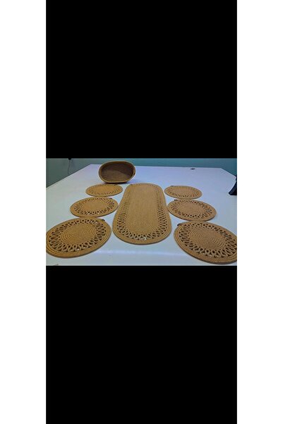 jute craft jüt supla takımı+ekmeklik+runner