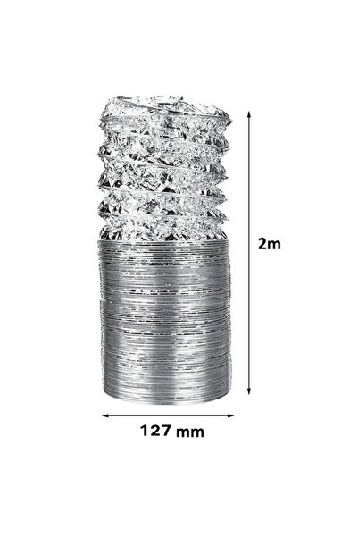 TATA CRAFT ALÜMİNYUM TELLİ BORU -2MT - ASPİRATÖR BACA DAVLUMBAZ BORUSU