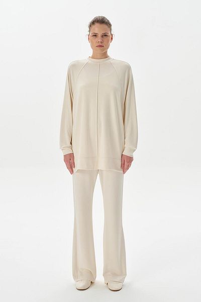 KADRİYE BAŞTÜRK Stitched Sweatshirt Ecru Modal Knitted