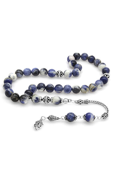 Tesbihane 925 проба срібла з бахромою, кулястий содаліт, натуральний камінь, чотки