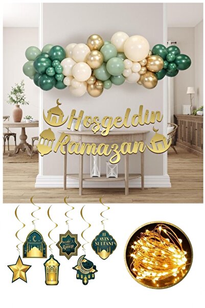 BİDOLUMUTLULUK Hoşgeldin Ramazan Gold Yazı Balon Seti 11 Ayın Sultanı Ramazan...