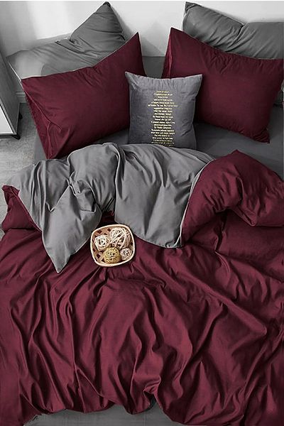 İQON Fitted Sheet Duvet Cover Set - Double Outlet Claret Red (Executable)