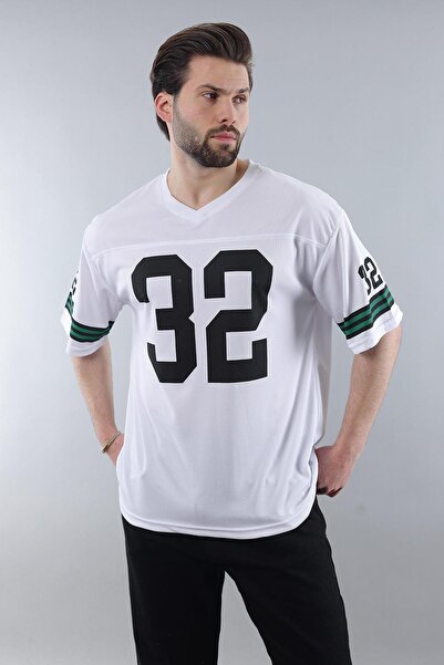 Madmext White Printed Oversize Men's T-Shirt 5838
