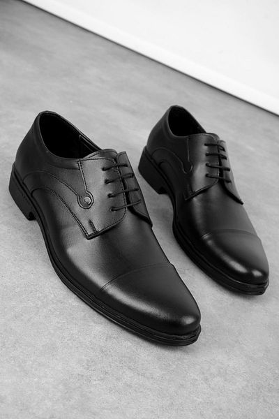 Lal Shoes & Bags KARMEN Pantofi clasici pentru bărbați din piele naturală cu vârf ascuțit cu cusături - negru