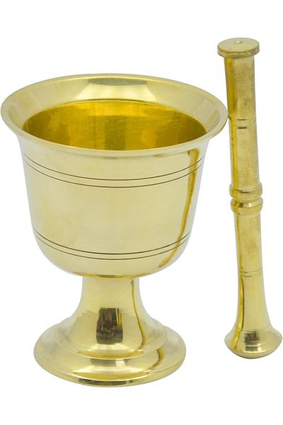 RAJ BMS003 12.5cm Brass Mortar & Pestle – Manual Grinder, Garlic Crusher, Spice Mixer