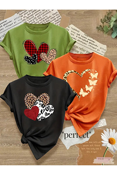 PENTHİLUS Ανοιξιάτικο φθινόπωρο με μοτίβο αγάπης με στάμπα με στρογγυλή λαιμό...