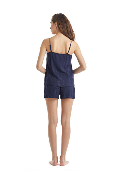 Blackspade Γυναικείο μπλουζάκι με λαιμόκοψη σε σχήμα V, μονόχρωμο σκούρο μπλε ναυτικό 60302