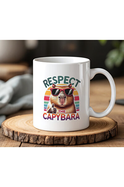 BB TRADE Respect the Capybara Designed White Ceramic Printed Mug 330ml