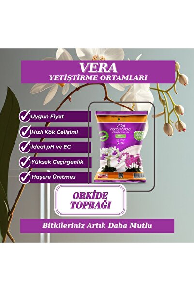 MF Botanik Vera Orkide Toprağı 3 Litre Orkide Çiçeklendirme Toprağı